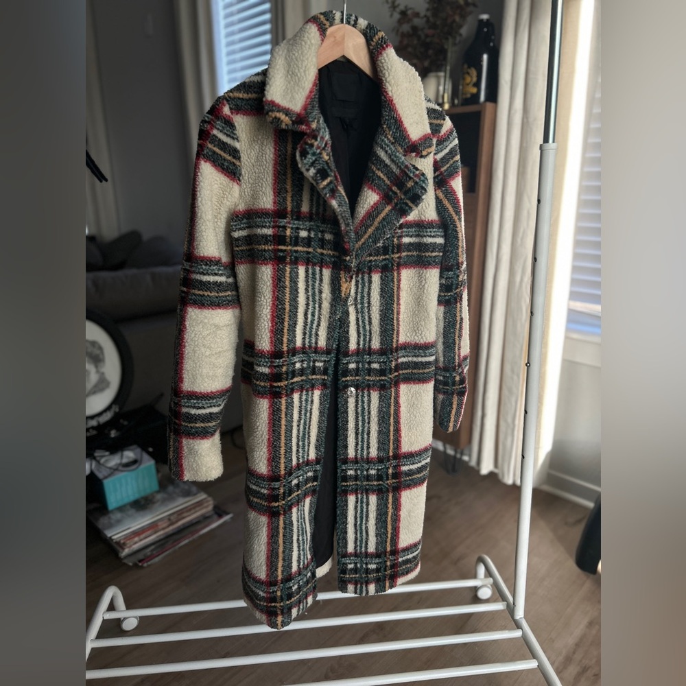 Stunning Long Red and Green Plaid Coat!